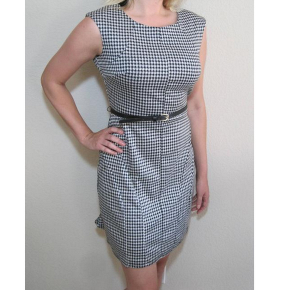 Merona Dresses & Skirts - MERONA SHEATH BLACK WHITE HOUNDSTOOTH DRESS MEDIUM